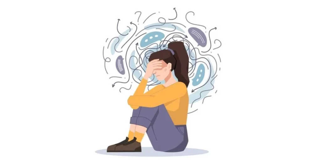 Animated depiction of a person suffering anxiety, a mental health condition
